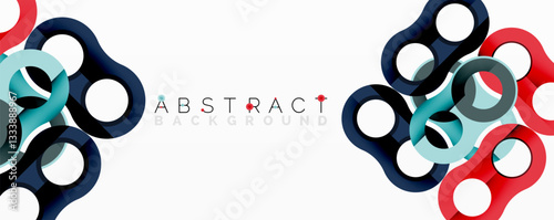 Abstract composition with intertwined circular and tubular forms creating fluid structure with gradients, depth, and sharp contrasts