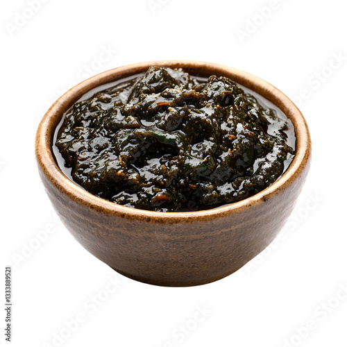 Gongura Chutney Andhra Pradesh Bowl Isolated on Transparent Background photo