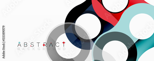 Abstract composition with intertwined circular and tubular forms creating fluid structure with gradients, depth, and sharp contrasts
