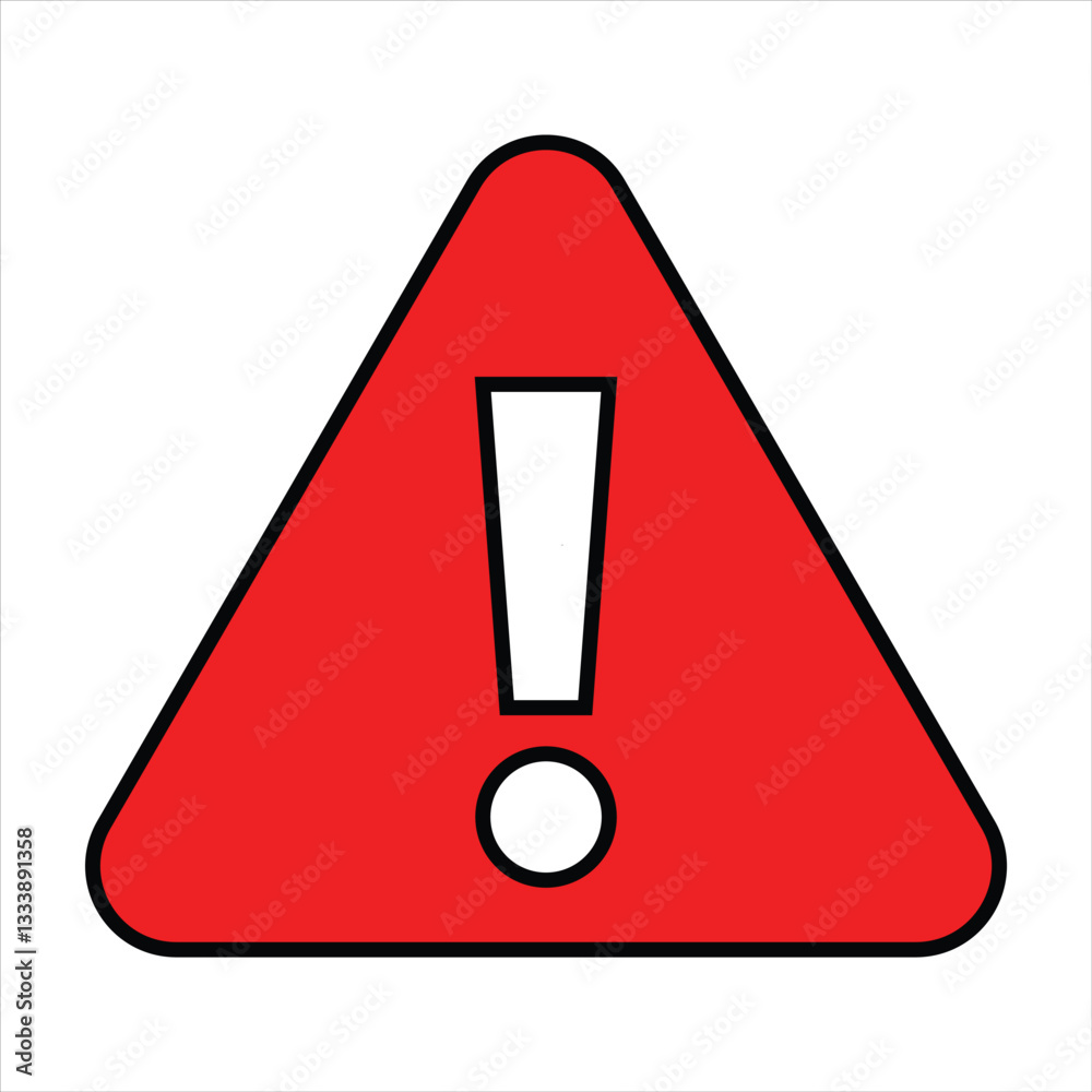 Warning flat icon. Alert, danger, precaution, attention symbol vector illustration. Warning flat icon. Alert, danger, precaution, attention symbol vector illustration.