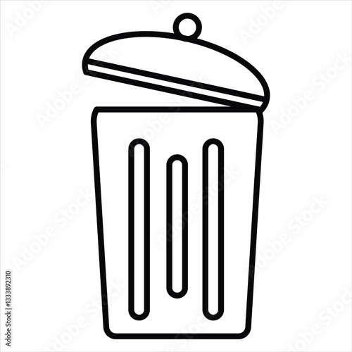 Open dustbin outline icon. Empty and Full Waste Bin Symbol. Recycle bin, dustbin, trash bin vector illustration.