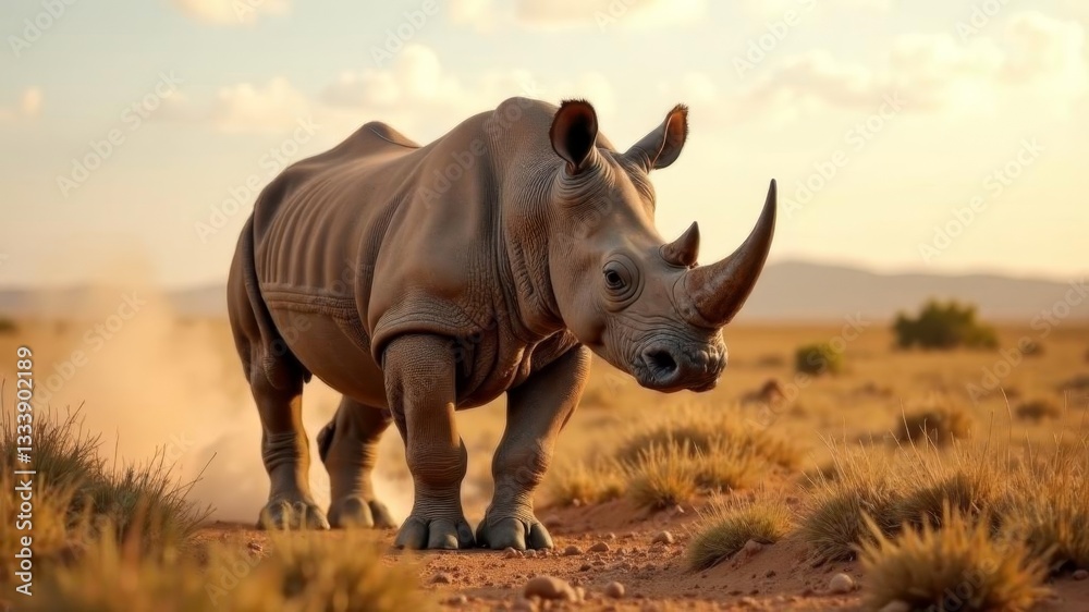 Obraz premium grey rhino in the desert