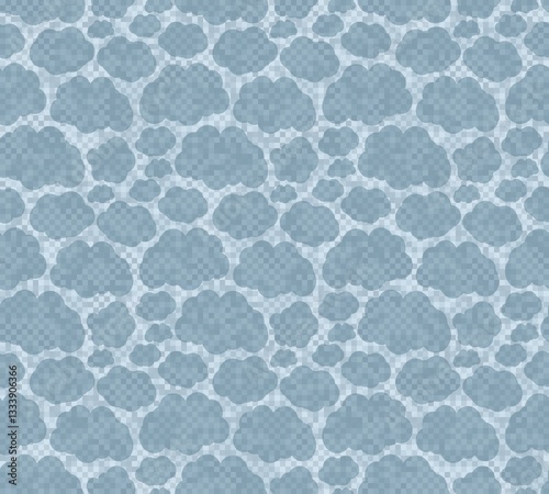 Seamless blue pixel background with clouds.