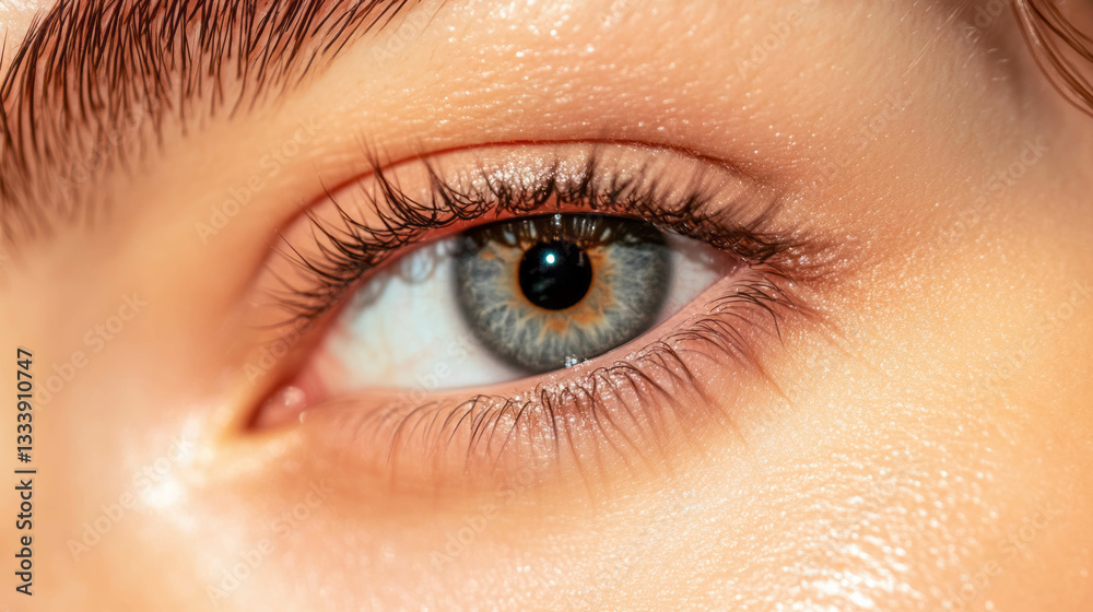 Obraz premium Closeup of a natural face with focus on eye detail for beauty and skincare concepts