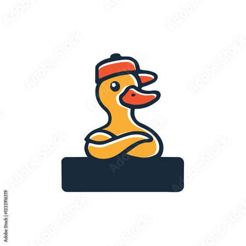 Cute duck with the crossed arms