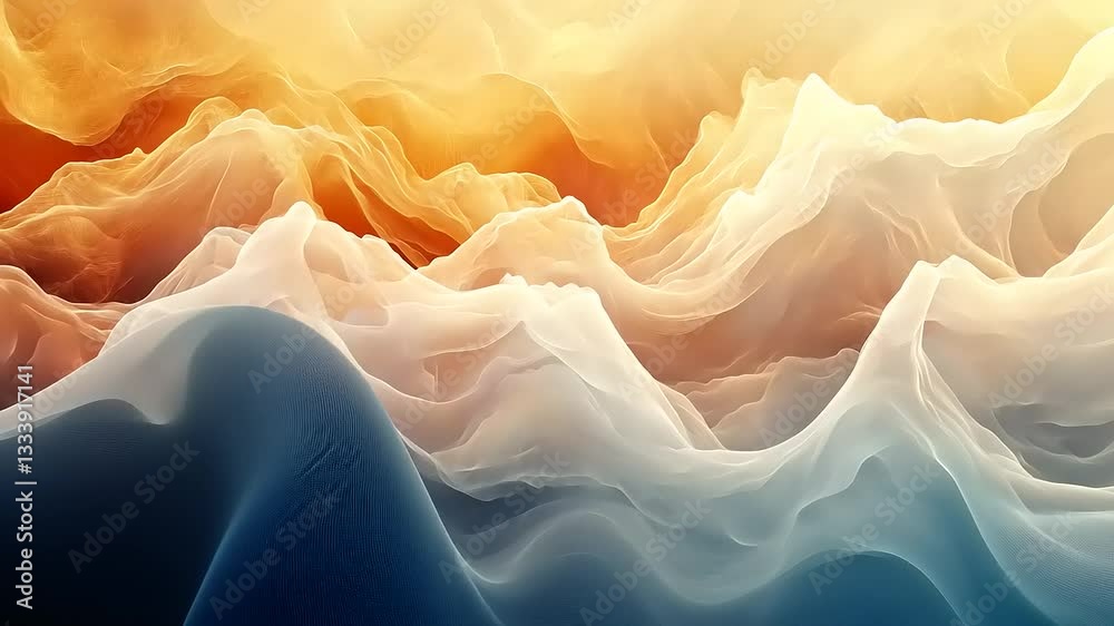 Abstract depiction of flowing waves in warm and cool tones, creating a serene atmosphere