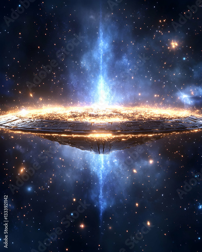 Cosmic Planetoid in Nebulae.  Possible use Space, Nebula, Universe, Science Fiction Background
