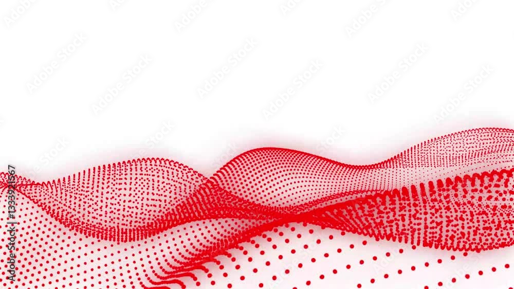 Abstract red dot wave technology with light digital effect corporate concept. Looping animated background red made from trapcode form