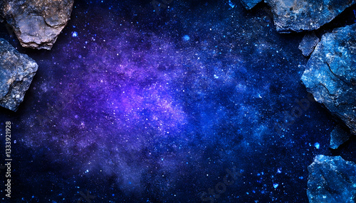 Cosmic rocks, space, starry background, abstract, art