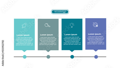 Vector infographic label design with circle infographic template design and 4 options or steps. Can be used for process diagram, presentations, workflow layout, banner, flow chart, info graph.
