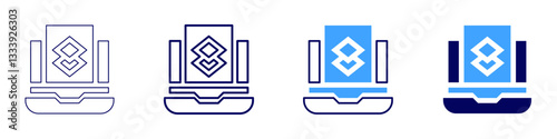 Layer icon in 4 different styles. Thin Line, Line, Bold Line, Duotone. Duotone style. Editable stroke