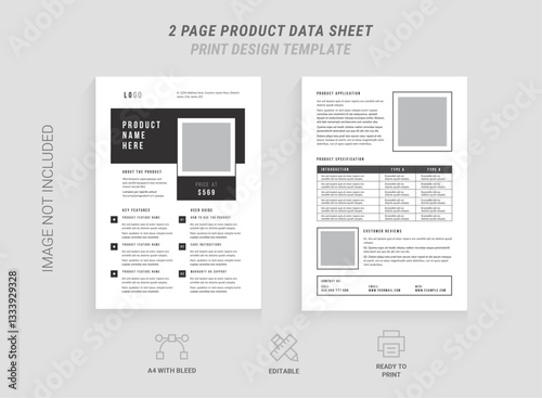 Product Data sell sheet design layout template