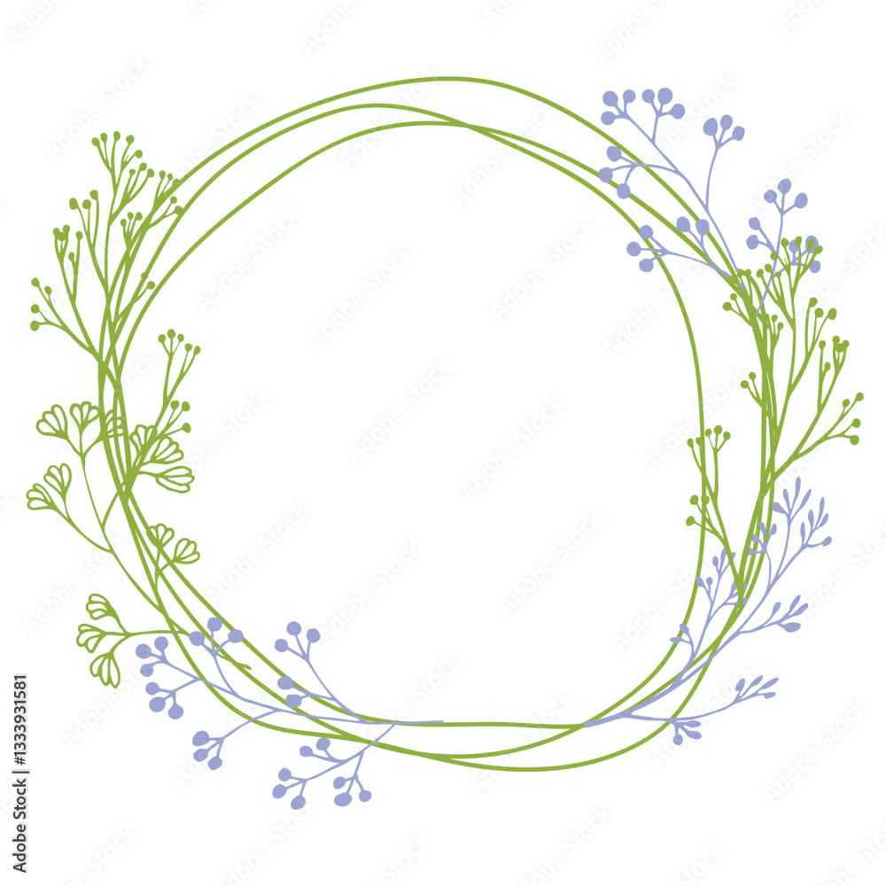 floral wreath with green leaves and light blue berries. Ideal for wedding invitations, greeting cards, logos, branding, stationery, and elegant designs. floral wreath with green leaves and light blue berries. Ideal for wedding invitations, greeting cards, logos, branding, stationery, and elegant designs.
