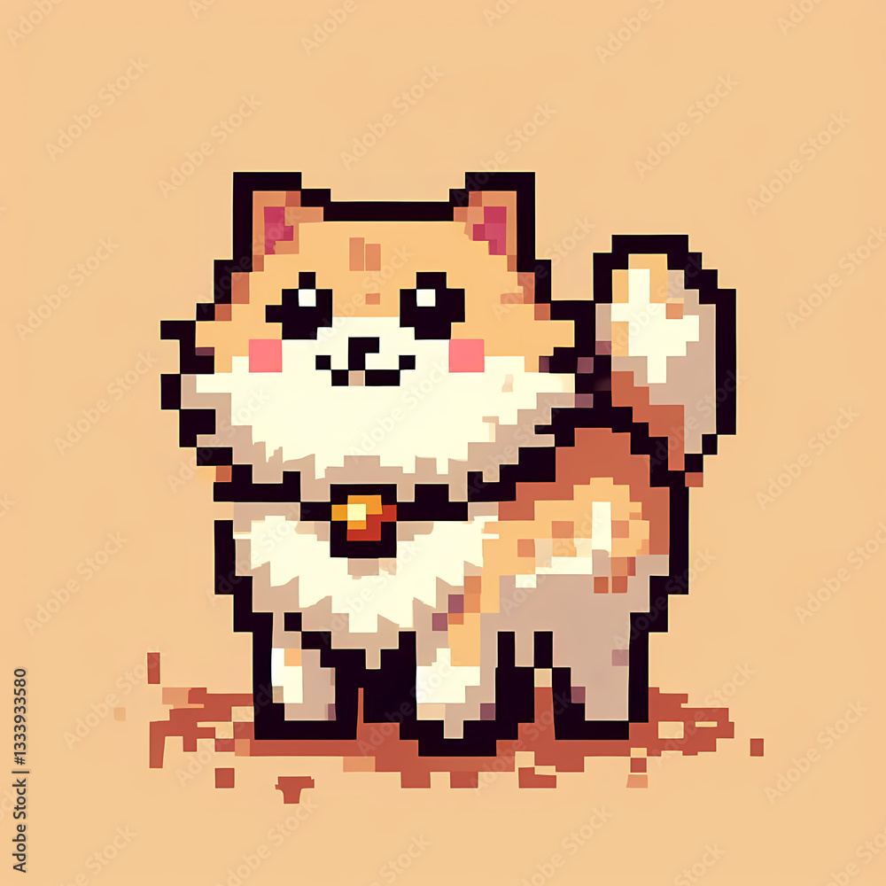 Fototapeta premium Pixel art playful cat