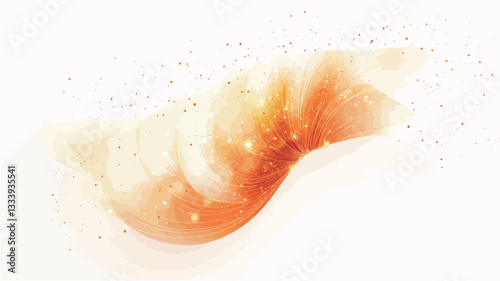 The image showcases an abstract representation of a swirling orange form against a stark white background.  The swirl is rendered with varying intensities of orange, creating a sense of depth and