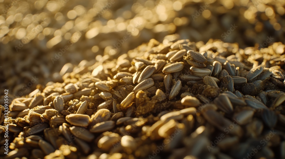 Obraz premium Close-up View of Freshly Harvested Sunflower Seeds on Display