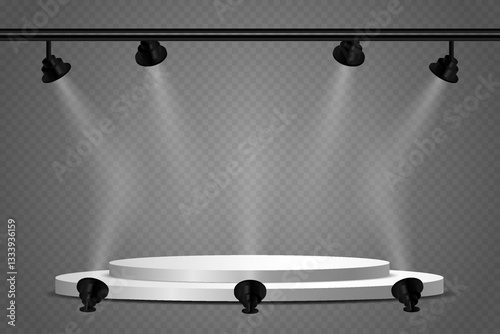 Spotlight and stage light, lighting effects. On a transparent background.