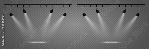 Spotlight and stage light, lighting effects. On a transparent background.
