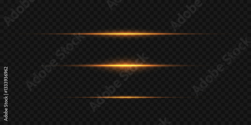 Golden glowing lines, light glare of light. On a transparent background.