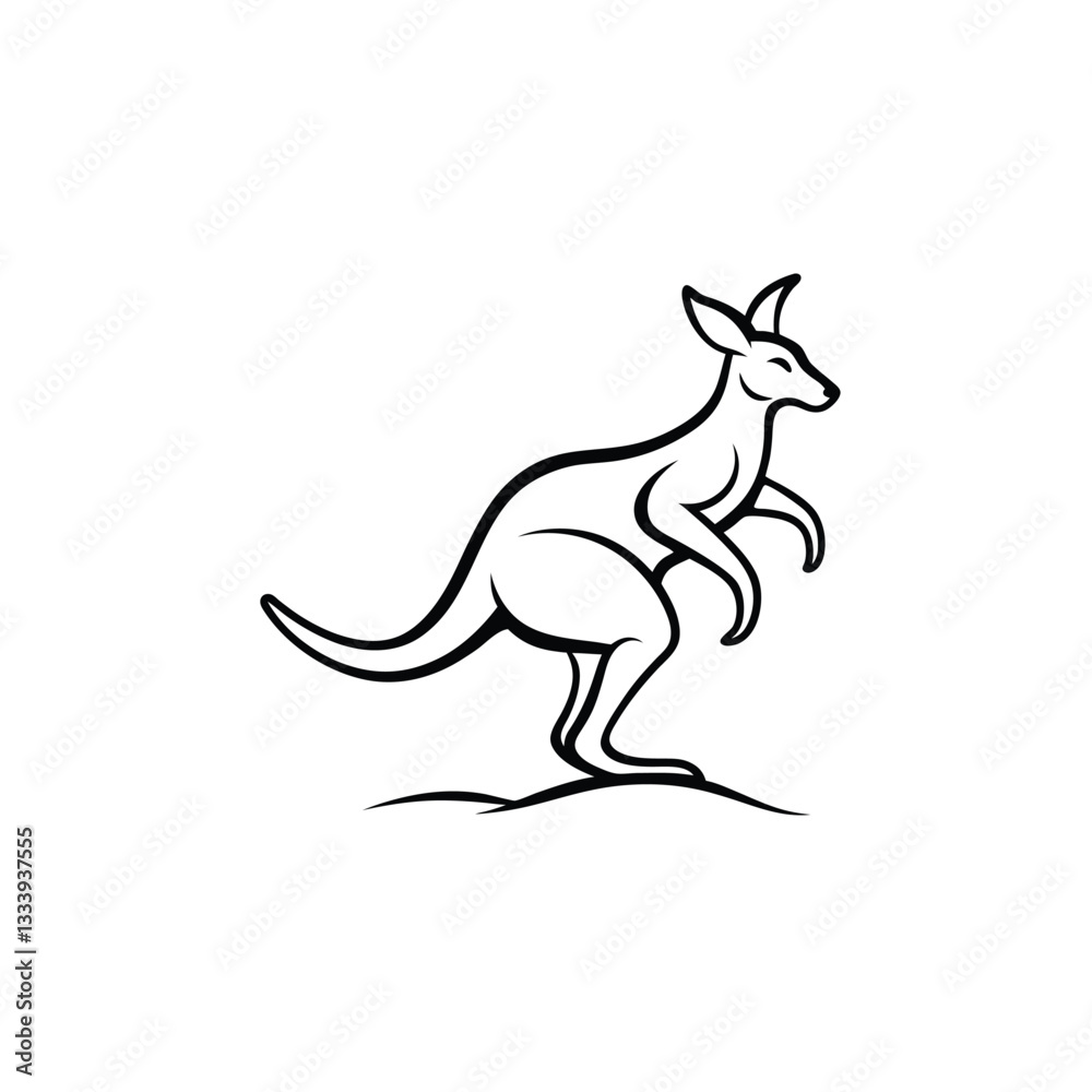Fototapeta premium kangaroo line art on white background