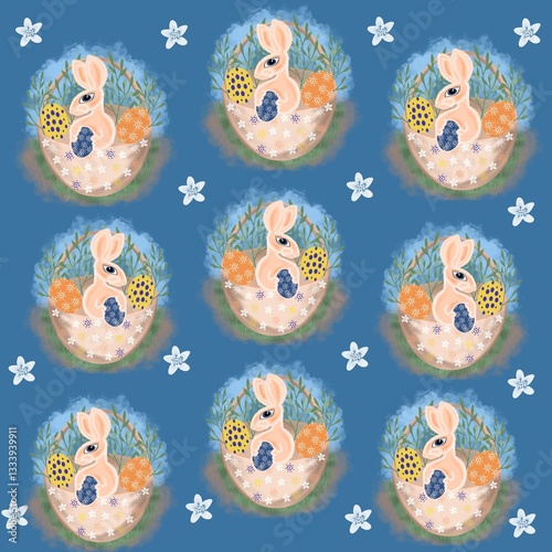 rabbit, bunny, easter, animal, vector, cartoon, illustration, toy, egg, hare, card, holiday, baby, celebration, happy, spring