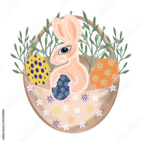 rabbit, bunny, easter, animal, vector, cartoon, illustration, toy, egg, hare, card, holiday, baby, celebration, happy, spring