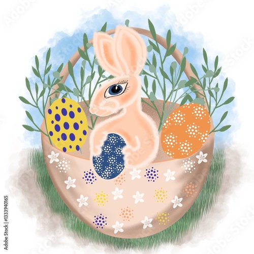 rabbit, bunny, easter, animal, vector, cartoon, illustration, toy, egg, hare, card, holiday, baby, celebration, happy, spring