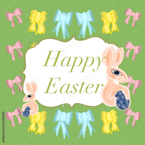 easter greeting card with bunny