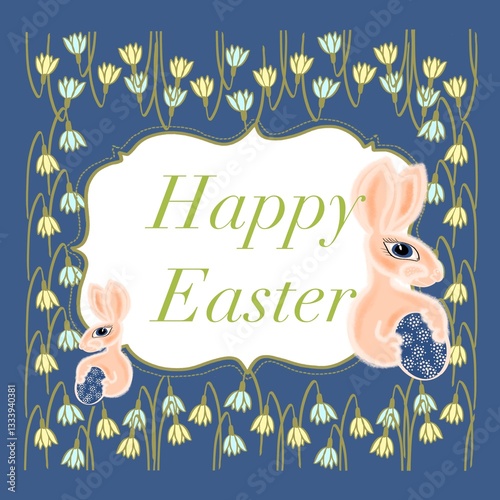 rabbit, bunny, easter, animal, vector, cartoon, illustration, toy, egg, hare, card, holiday, baby, celebration, happy, spring