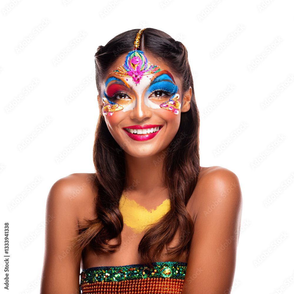 Obraz premium Festival makeup isolate with white background.white backgro-190.png