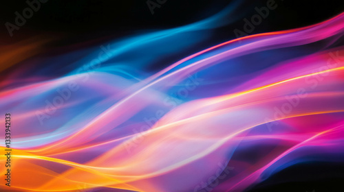 Wallpaper Mural Colorful abstract overlay with vibrant light streaks on dark background Torontodigital.ca