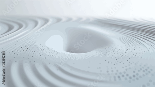 Close-up view of a digitally rendered abstract image. The image depicts a swirling, vortex-like pattern in shades of white.  The texture appears smooth with a subtle dotted pattern visible in the