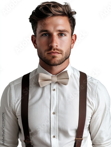 Portrait of a Clean Shaven Man in a Bow Tie Stylish and Formal