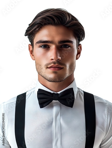 Portrait of a clean shaven man in a bow tie sophisticated and elegant style perfect for business or fashion