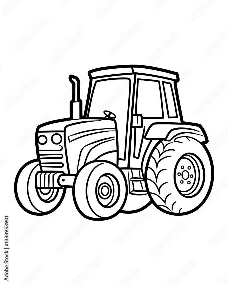 Obraz premium Tractor coloring page activity book for kids