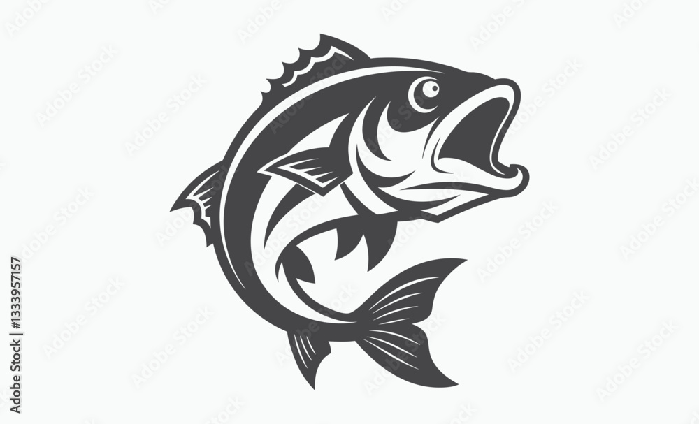 Large mouth bass fish vector, large mouth bass fish vintage vector graphic Large mouth bass fish vector, large mouth bass fish vintage vector graphic