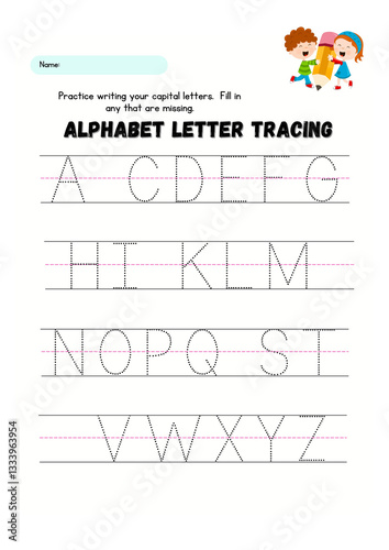 Help your child master the English Alphabet with this fun and engaging A to Z Tracing Worksheet! This printable worksheet is designed for preschoolers, kindergarten learners, and early education stude