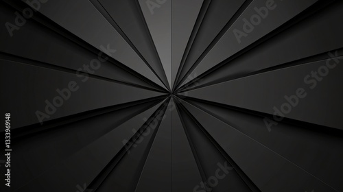 Abstract black radial geometric design with dynamic lines and depth.
