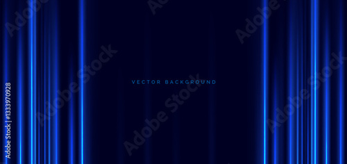 Blue verticall beams on dark blue background. Speed motion moving movement concept.