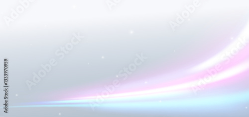 Blue and pink curved ray on grey background. Technology futuristic data ditigal concept. photo