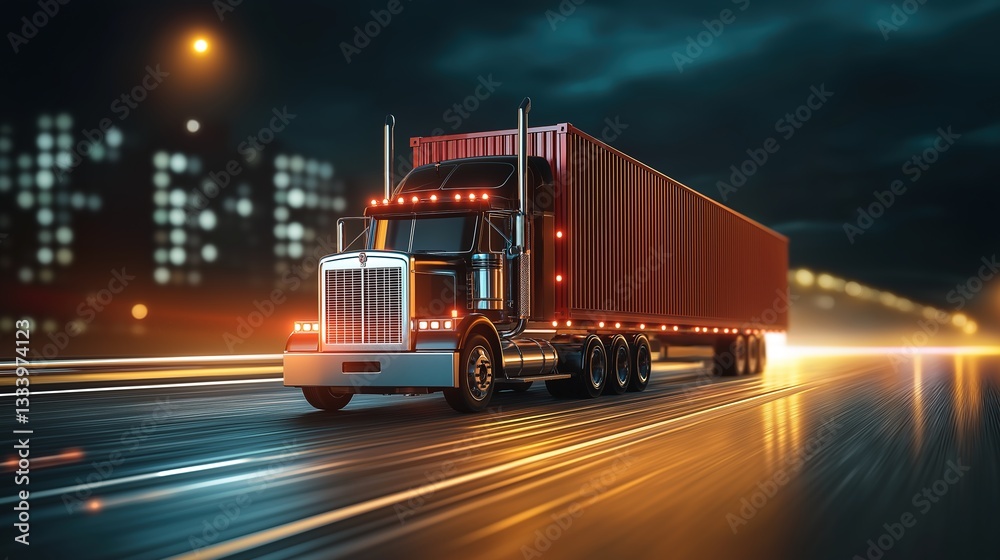 Abstract truck and container in soft light, symbolizing efficient cargo transport and modern logistics. Abstract truck and container in soft light, symbolizing efficient cargo transport and modern logistics.