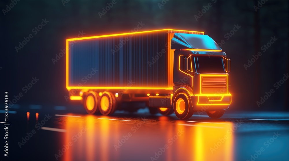 Abstract truck and container in soft light, symbolizing efficient cargo transport and modern logistics. Abstract truck and container in soft light, symbolizing efficient cargo transport and modern logistics.