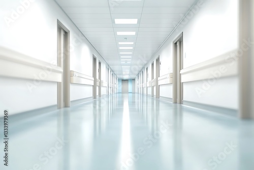 Wallpaper Mural Bright hospital hallway with doors and shiny floor, clean and modern interior design Torontodigital.ca