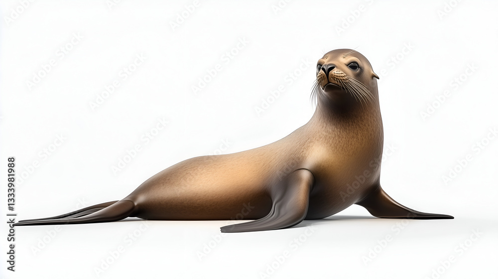 Fototapeta premium Realistic Sea Lion Render on a Minimalistic Background