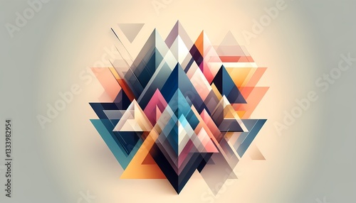 Abstract overlapping triangles with a mix of bright and muted colors, creating a layered background and wallpaper