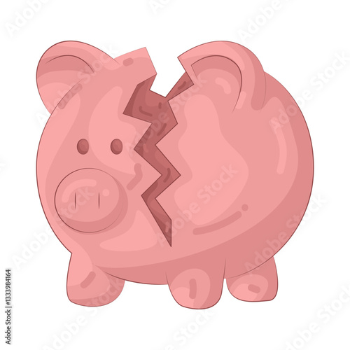 Illustration of Broken Piggy Bank