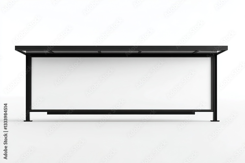 Modern Black Bus Stop Shelter with Blank Advertisement Billboard Mockup Modern Black Bus Stop Shelter with Blank Advertisement Billboard Mockup