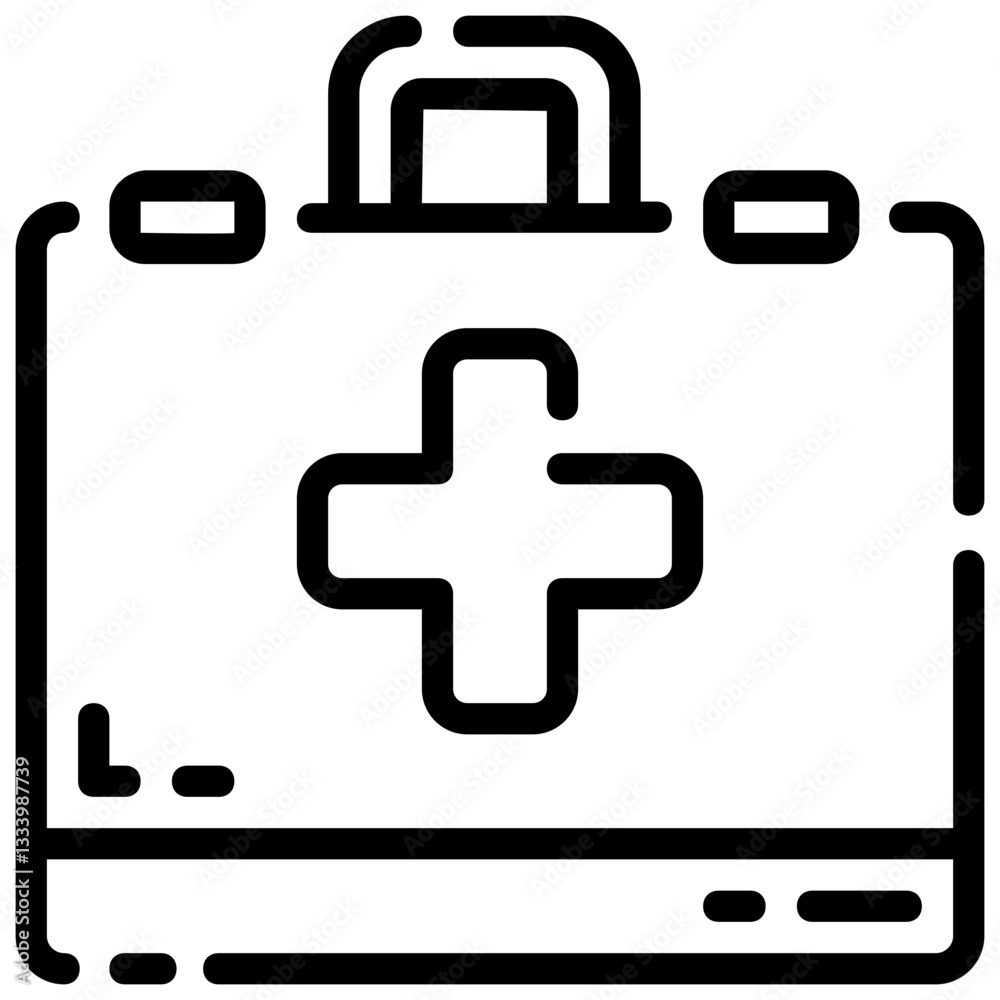 Obraz premium first aid kit vector outline icon