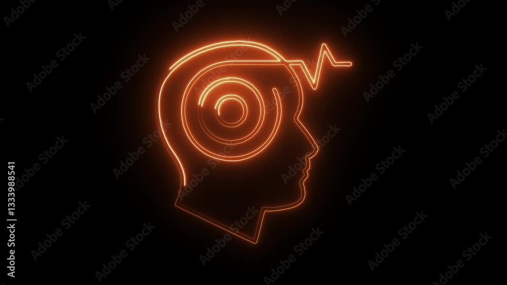 Glowing neon hypnotherapy icon isolated on black background. HD Video motion graphic animation