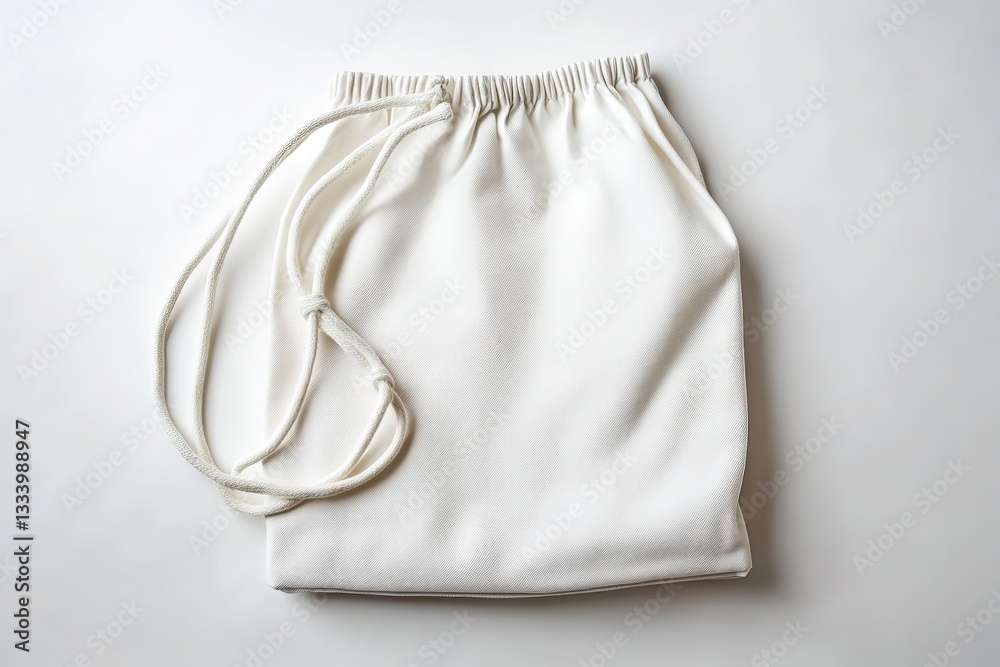 Fototapeta premium White Drawstring Bag Mockup Clean, Minimalist Design for Branding